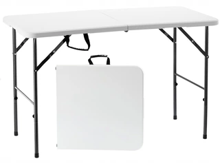 Balkonový, terasový stôl - Turistický stolík GardenLine 61 x 122 x 74 cm biely
